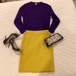 J Crew No. 2 Pencil Skirt in golden mustard yellow, size 4, wool, lined, nice!